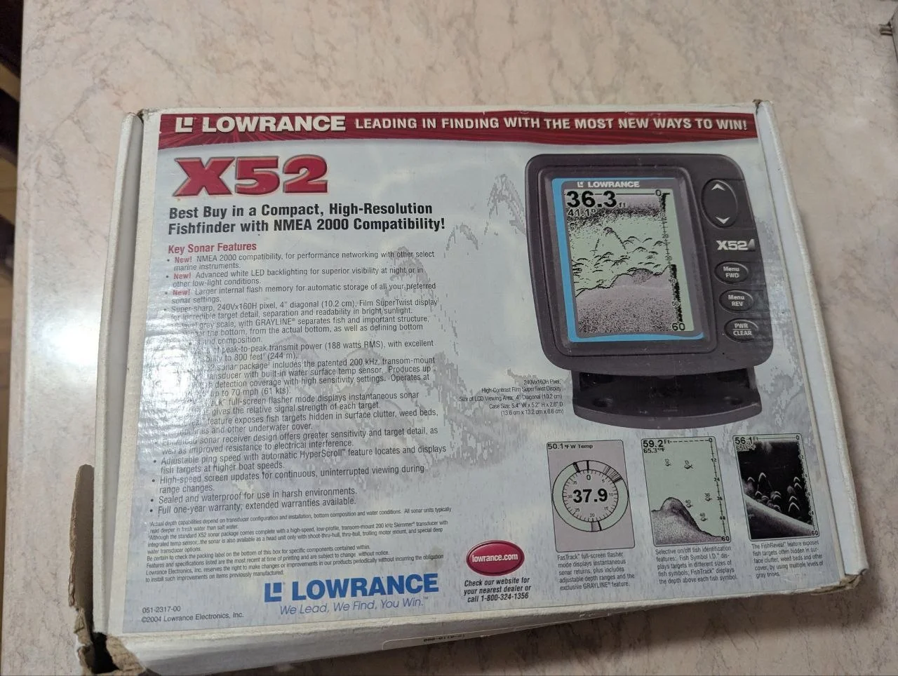 Ехолот Lowrance X-52 (новий, повний комплект)