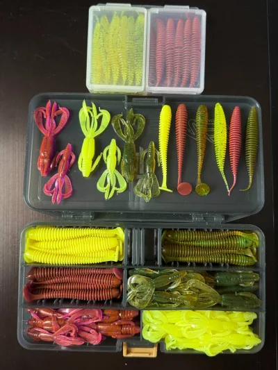 Набір силіконових приманок Flagman, Rizhiy Baits, Noike (180 шт., 3 коробки Meiho)
