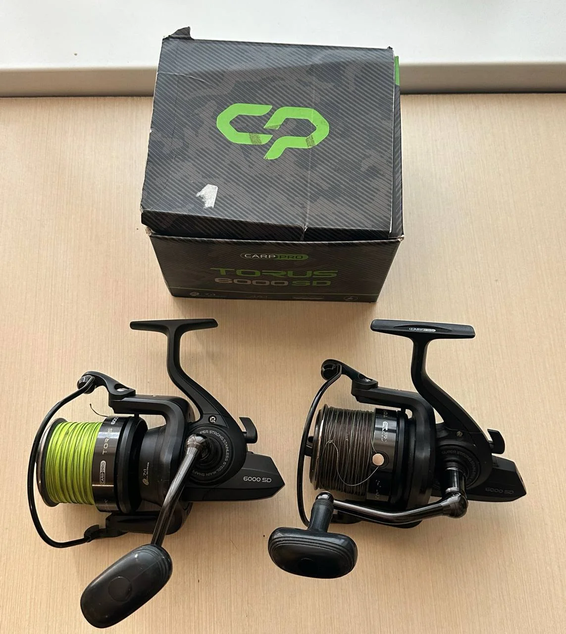 Котушки Carp Pro Torus 6000 SD (2 штуки з жилкою та шоклідером)