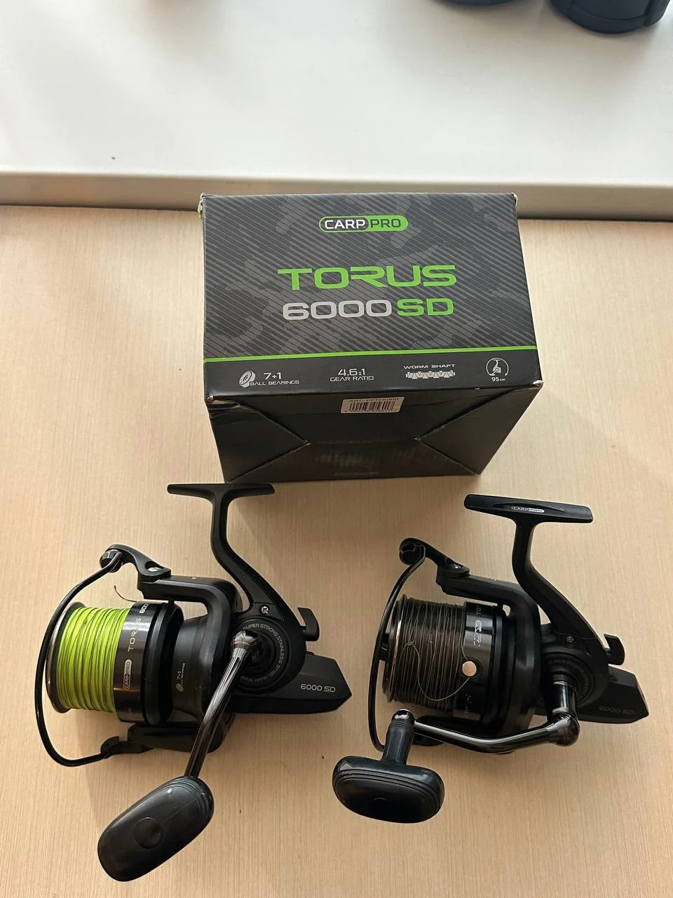Котушки Carp Pro Torus 6000 SD (2 штуки з жилкою та шоклідером)