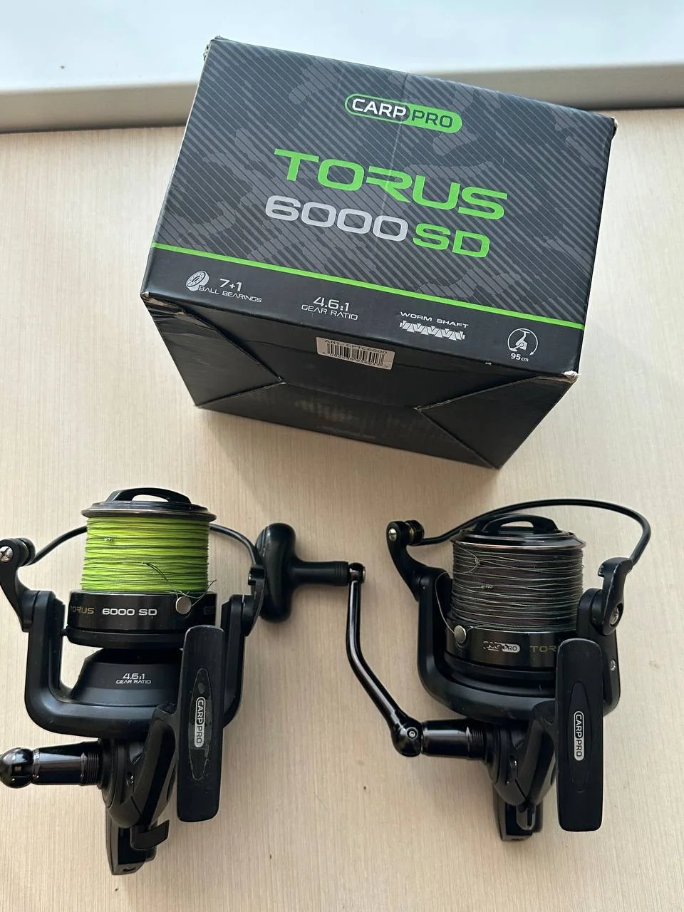 Котушки Carp Pro Torus 6000 SD (2 штуки з жилкою та шоклідером)