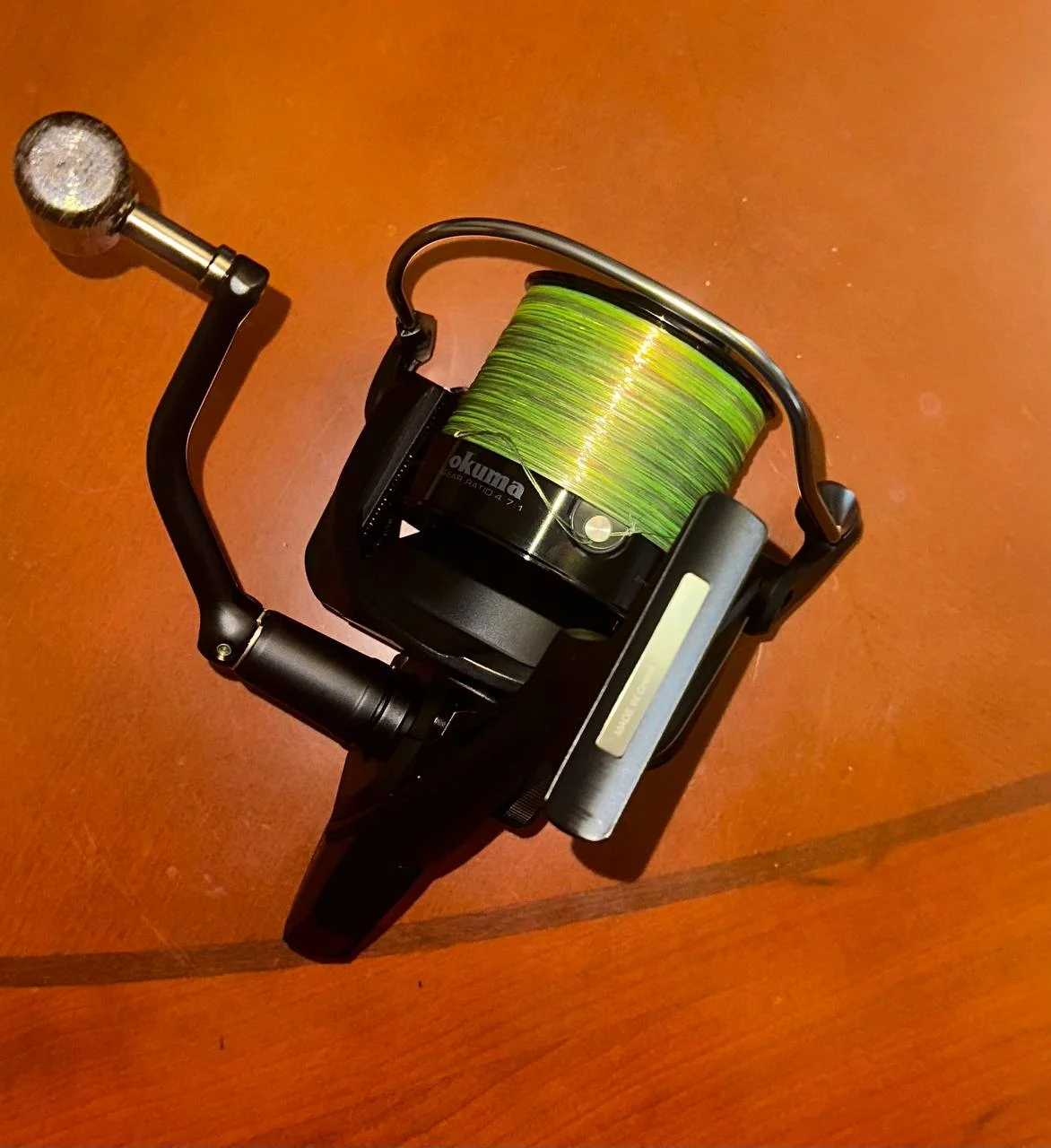 Котушка Okuma 8K FD 5+1BB 4.7:1 (+волосінь Katran Crypton Carp 0.309mm)