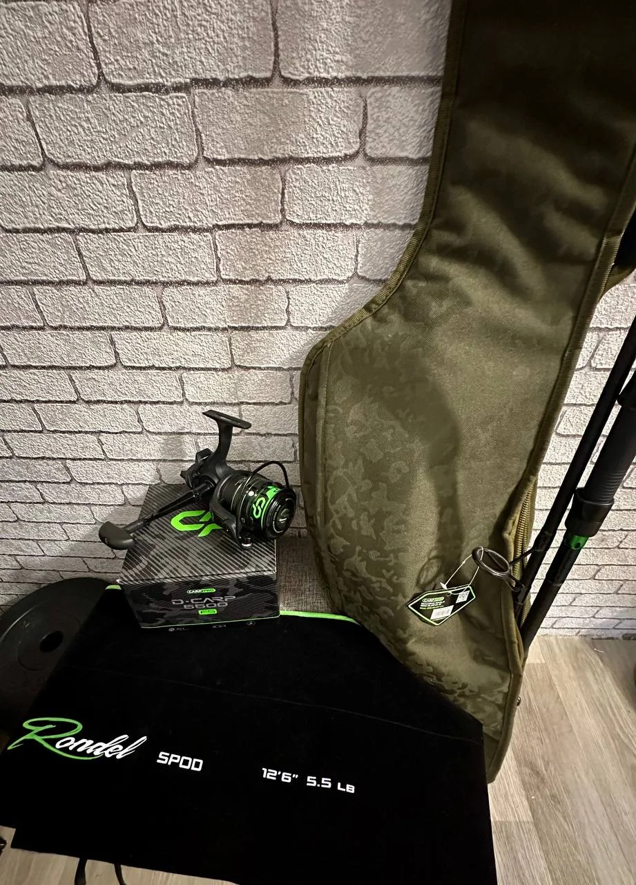 Rарповый комплект вудилище Carp Pro Rondel Spod 3.8м 5.5lb та котушка Carp Pro D-Carp 5500 FS New + + чехол Carp Pro Diamond Single Rod Sleeve