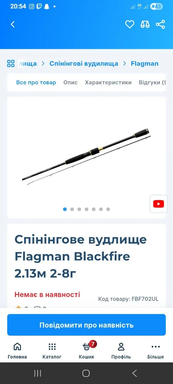 Вудилище Flagman Blackfire 2.13m 2-8g