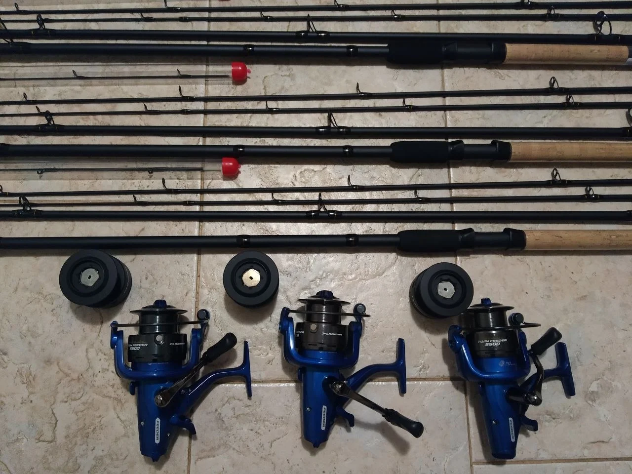Комплект снастей (3 вудилища Flagman Patriot Twin Tip Feeder/Carp 3.9м 150г та 3 котушки Flagman Patriot Twin Feeder 5500)