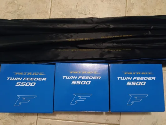 Комплект снастей (3 вудилища Flagman Patriot Twin Tip Feeder/Carp 3.9м 150г та 3 котушки Flagman Patriot Twin Feeder 5500)