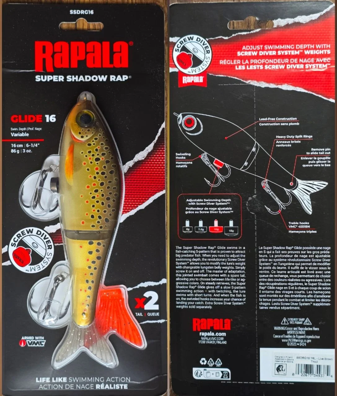 Воблер Rapala Super Shadow Rap Glide 16 (160мм, 86г)